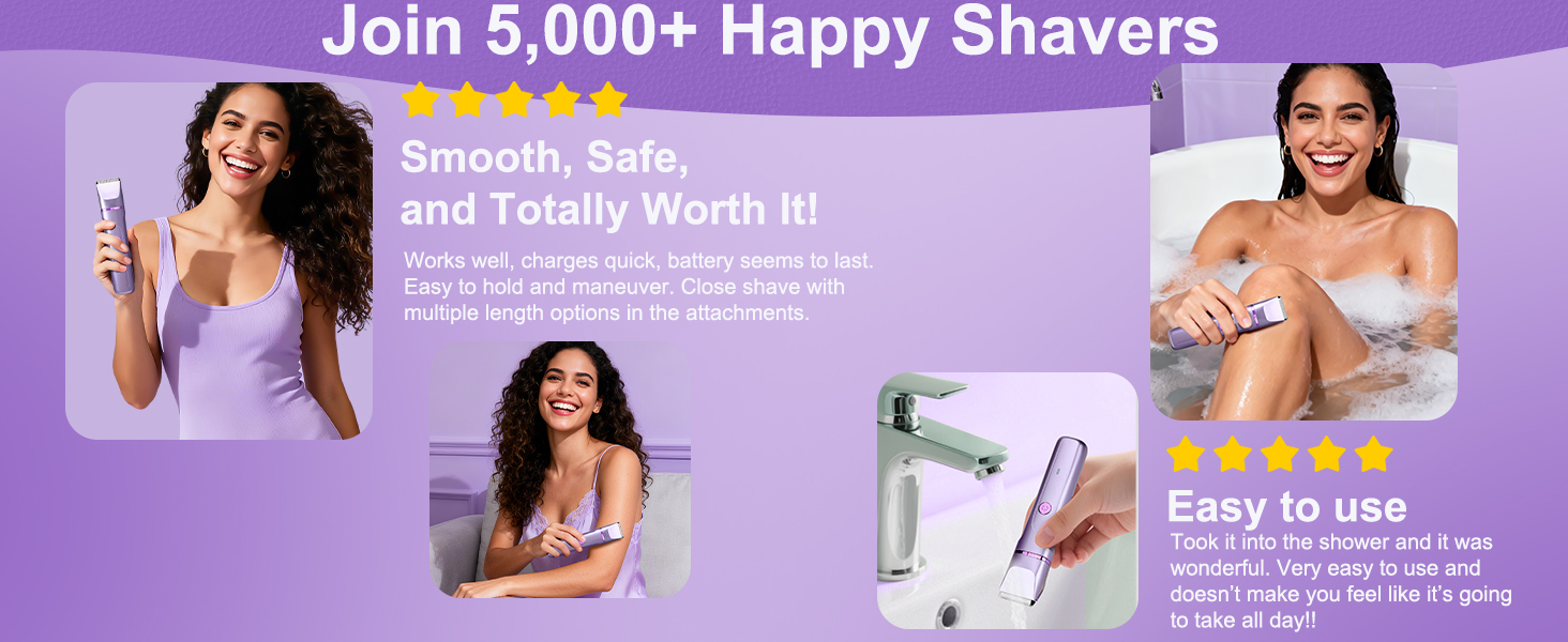 Електричний жіночий триммер 3-в-1 для тіла, обличчя, ніг, рук, під пазухами та зоною бікіні. Вологостійкий, перезаряджається (фіолетовий)