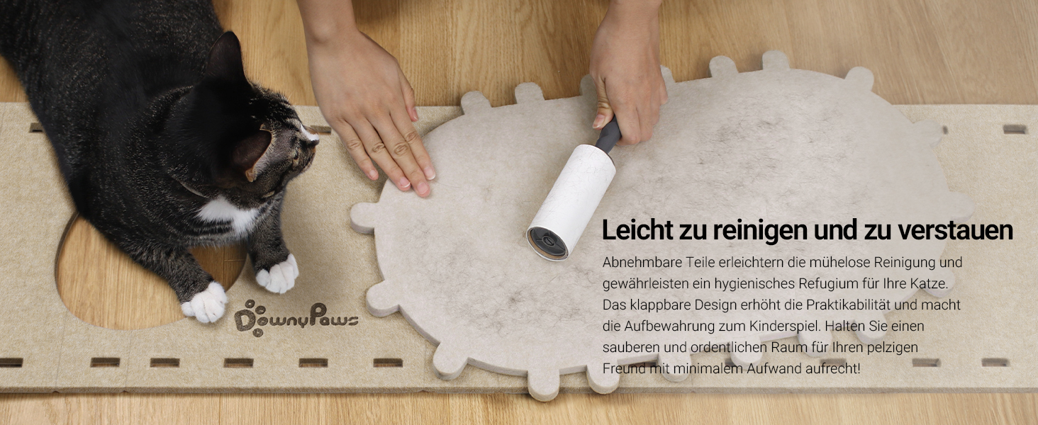 Будиночок для котів з фетру, лежанка для котів, затишна кімната для котів, 58 x 33 x 30 см, ігровий Peek-a-Boo, зимовий, захист кігтів, бежевий, 1 шт.