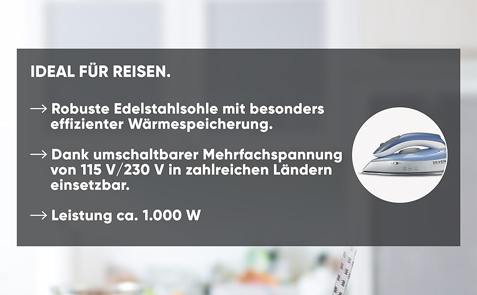 SEVERIN BA 3234: Подорожній парогенератор з регулюванням температури, 1000 Вт, срібний