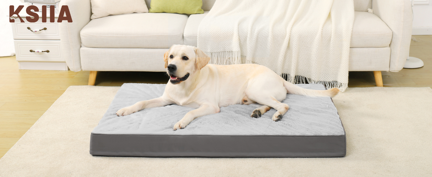 Ортопедичне ліжко для собак великих порід, 105x70 см, знімний чохол, двостороннє, сіре