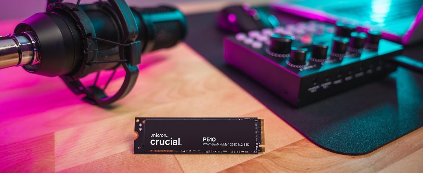 SSD Crucial P510 1TB M.2 NVMe PCIe 5.0 Gen5 з радіатором, 11000 МБ/с читання, 9500 МБ/с запис, для ПК та PS5, TLC NAND, внутрішній накопичувач