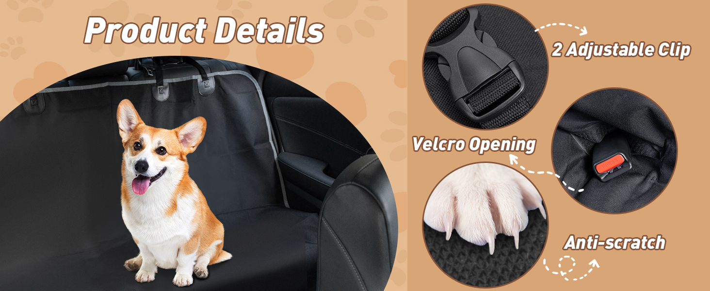 Чохли на сидіння для собак Nobleza, універсальні, чорні, 140x110 см, Oxford, водонепроникні, зносостійкі