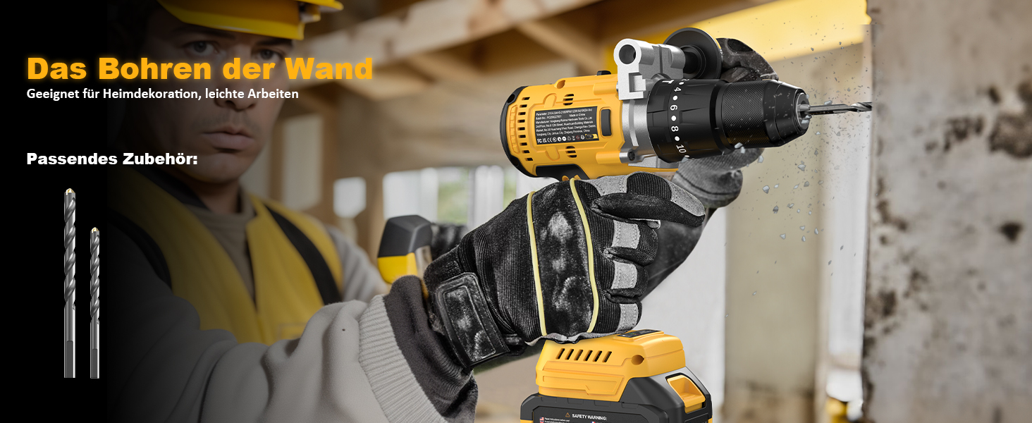 Акумуляторний ударний дриль-шуруповерт 21V - 120Nm безщітковий, комплект з 2 акумуляторами 4Ah, 20+3 ступені крутного моменту, патрон 13 мм, 2 швидкості, 35-елементний набір аксесуарів