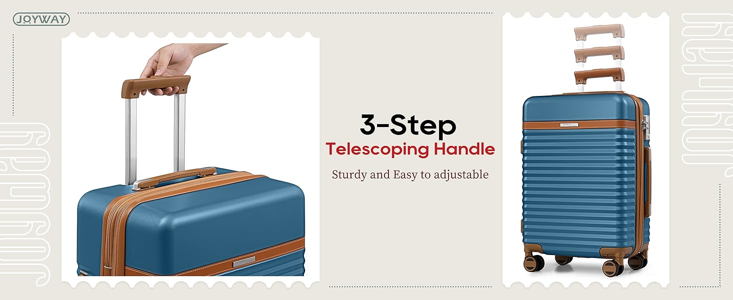 Чемодан Joyway ABS з розширенням, набір 4-х коліс та TSA-замком. В комплекті: сумка та косметичка (Блакитний, M)