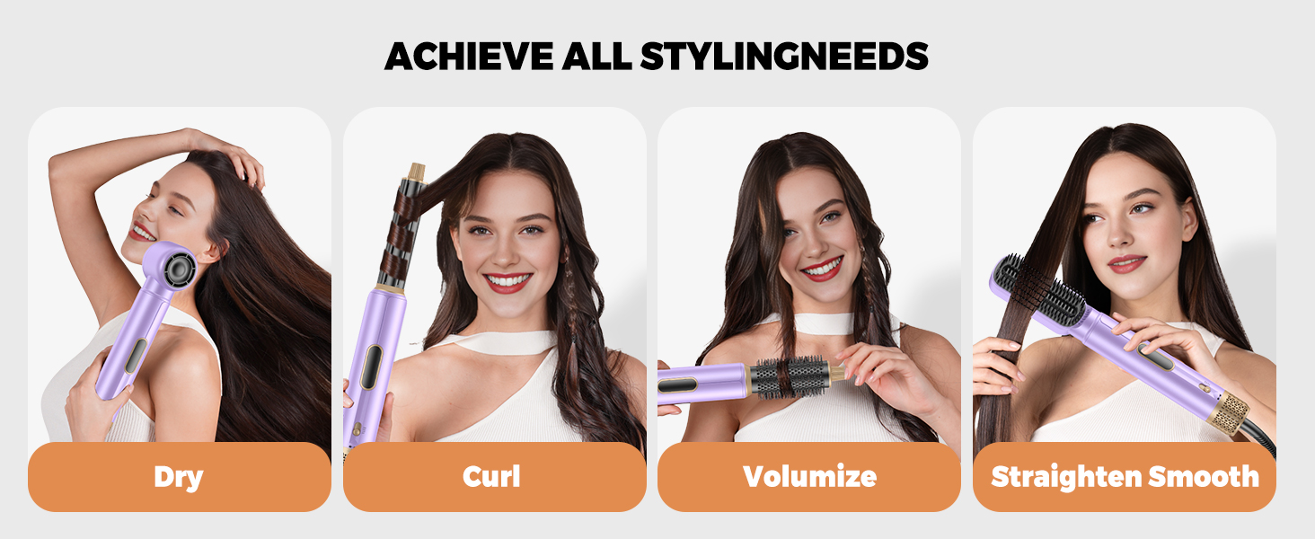 Фен-щітка Pro Airstyler 5 в 1: 1000W, іонізація, 30мм насадка для локонів, сушка, укладка, випрямлення. Violet