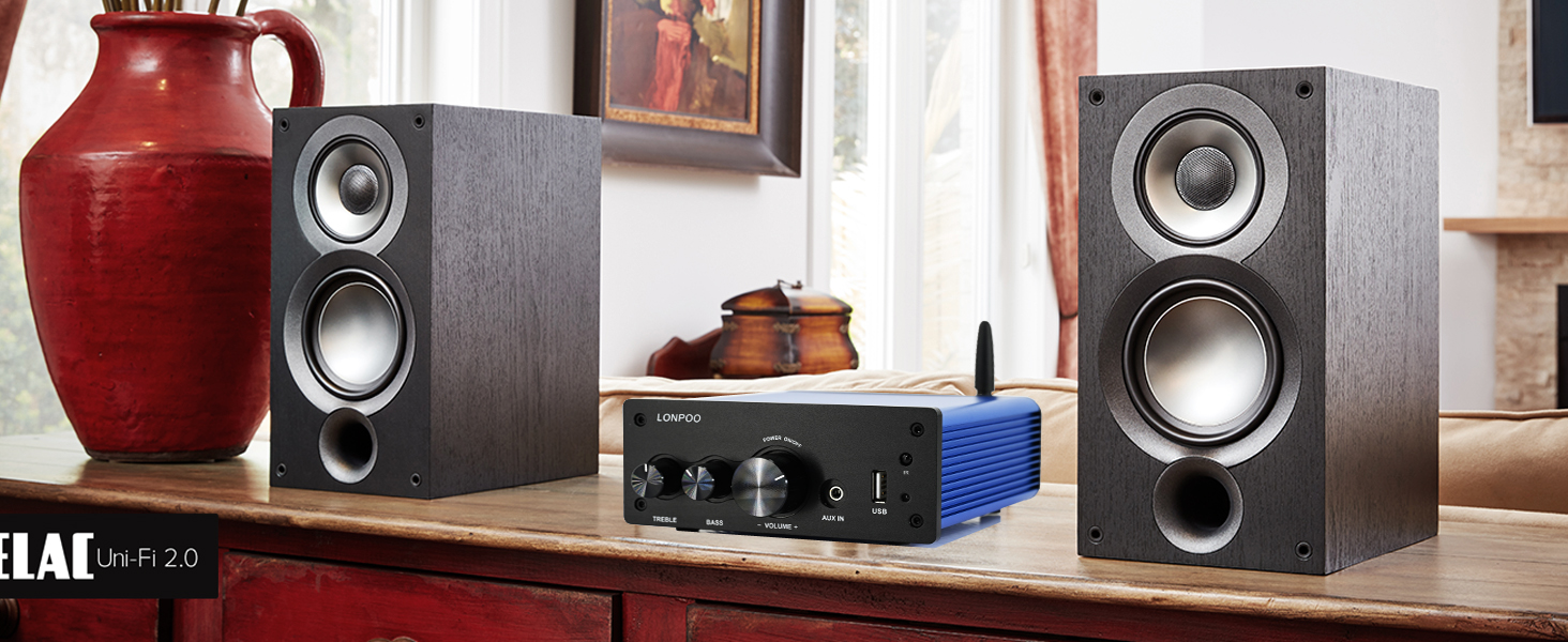 Акустичний кабель LONPOO з чистої міді 14 AWG (2 м, пара) з позолоченими банановими роз'ємами для Hi-Fi колонок, синій/чорний