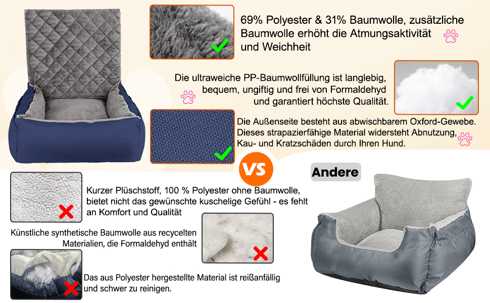 Автокрісло для собак SIVEIS – м'яке ліжко з кишенькою, захист від подряпин, з ременем безпеки