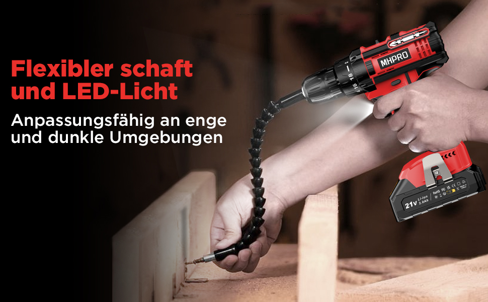 Акумуляторний шуруповерт 21V з набором 2 акумуляторів та 14 аксесуарів, кейс, 42Nm, 18+1 режимів, 10мм патрон, для дому