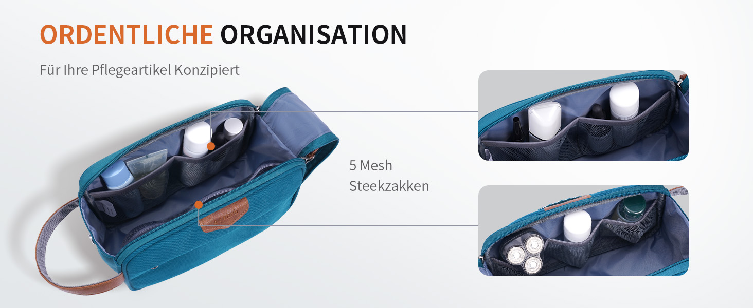 Чоловіча дорожня косметичка ECOHUB, водонепроникна, з великим відділенням та відділенням для мокрого одягу, з переробленого PET, з двома блискавками, чорна