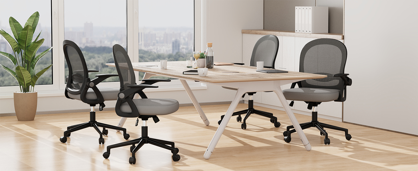 Ергономічне крісло Rattantree для офісу та дому: дихаюча спинка, регульована висота, підлокітники, 360° обертання (темно-сірий)