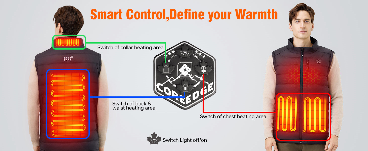 Обігріваючий жилет для чоловіків з акумулятором 10000mAh, USB, 3 режими температури, 4 зони обігріву, XL, чорний
