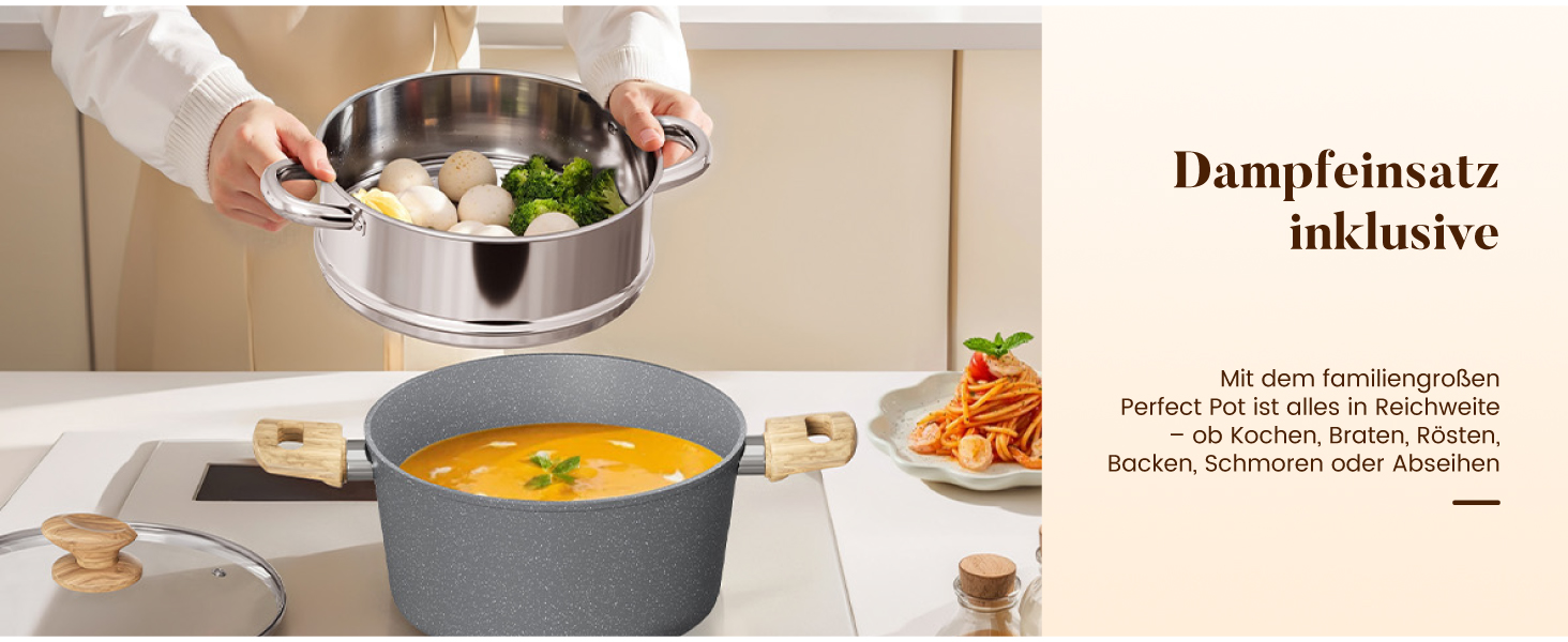 Набір посуду Kitchen Academy, 17 предметів, каструлі та сковороди з антипригарним покриттям для індукційних плит (Сірий)