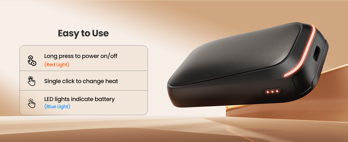 Електричний грілка для рук Gaiatop 2 шт. з магнітом, USB, багаторазовий, швидкий нагрів, 3 рівні, компактний, подарунок для чоловіків та жінок, чорний