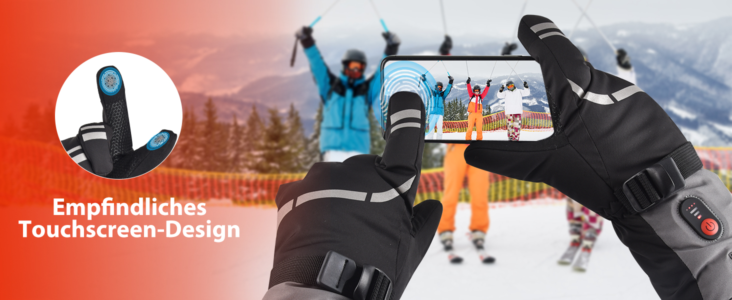 Гріючі рукавички з акумулятором 7.4V 6400mAh USB, 3 режими нагріву, водонепроникні рукавички з підігрівом для зимових видів спорту, катання на лижах, мотоциклі, велосипеді, піших прогулянок