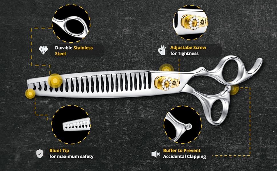 Професійна собача шерсть ножиці Dream Reach 8 дюймів - ножиці для грумінгу собак та котів з ергономічною ручкою, з високоякісної сталі 440C, з регульованим болтом