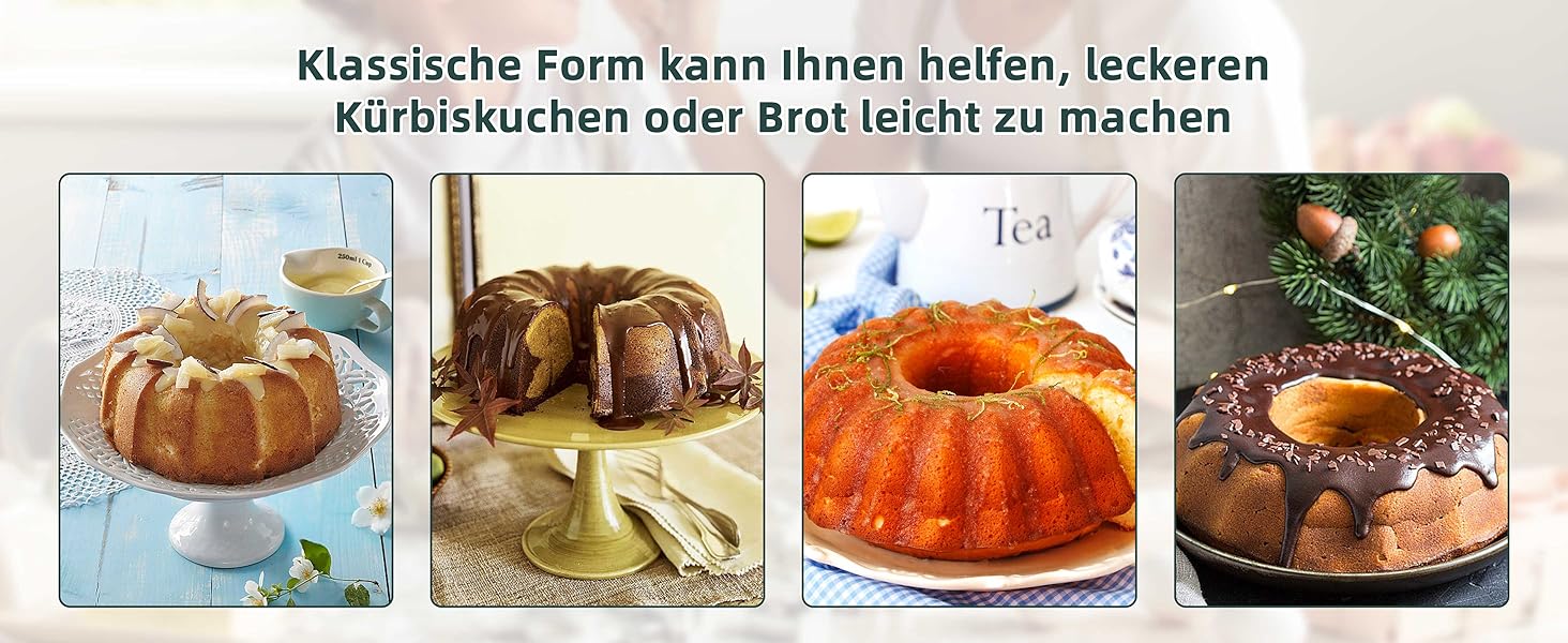 Форма для кексів Onader, нержавіюча сталь з антипригарним покриттям, 25,5 см, кругла форма для випічки кексів, хліба, здобної випічки, легко миється (сірий)