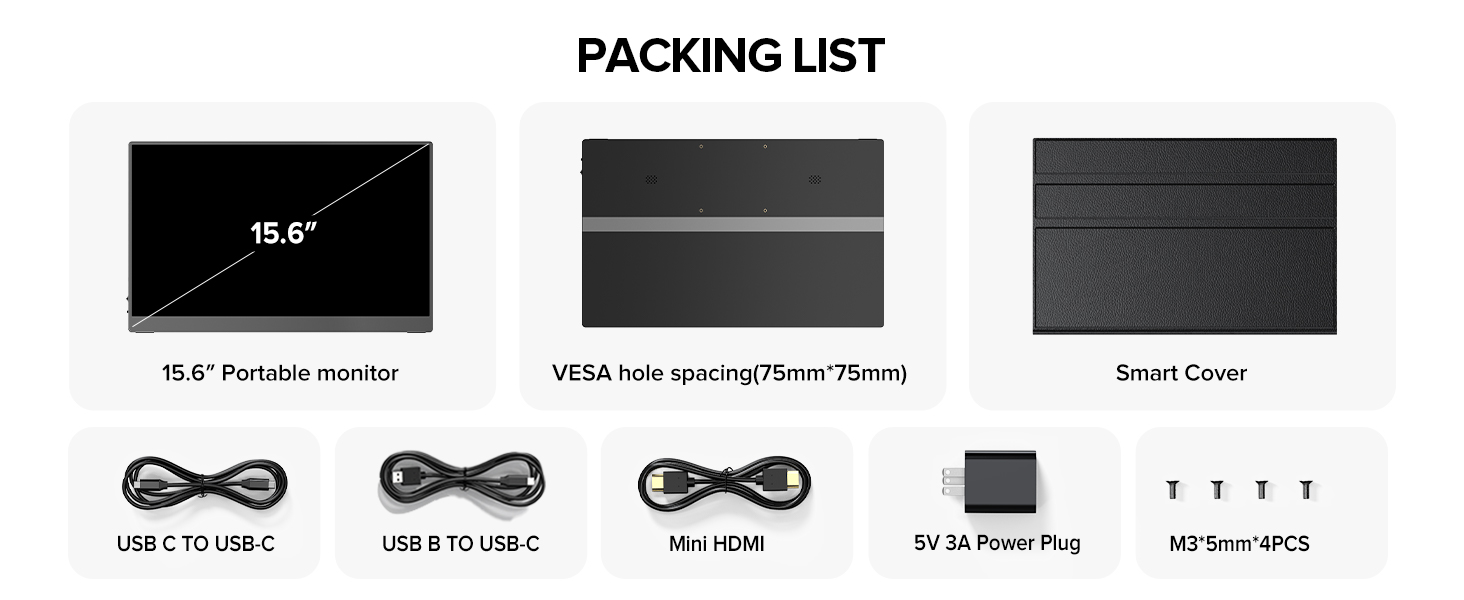 UPERFECT Портативний монітор з сенсорним екраном 15.6' FHD, 125% sRGB, матове покриття, 2000:1 контрастність, VESA, Dual USB-C, для ноутбука/телефону/ігрової консолі