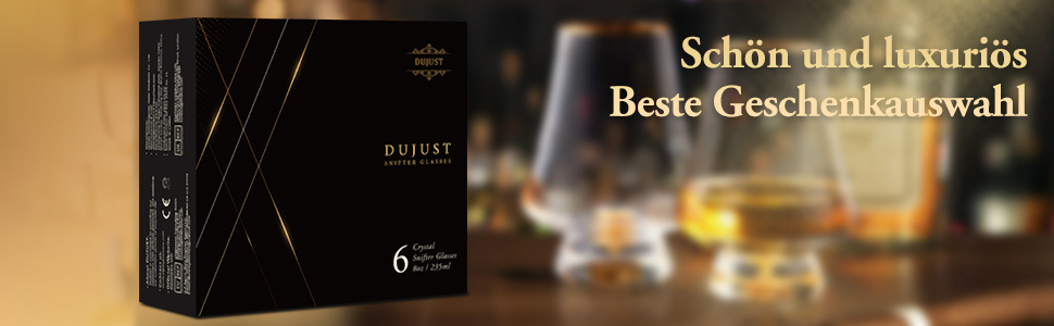 Набір склянок для віскі DUJUST (4 шт., 205 мл) з 24K золотом, Snifter для бренді/коньяку/бурбону/текіли/скотчу, BPA-free, без свинцю