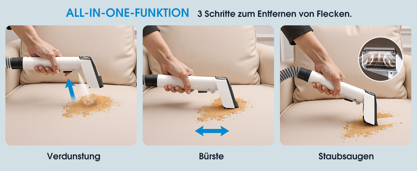 Lubluelu Пылесос для чищення мягкой мебели, 600 Вт - 18 кПа, для коврів, диванів та автосалонів, портативний, з самоочищенням та довгим шлангом (білий)