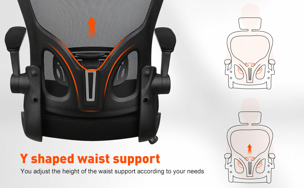 Ергономічне крісло для офісу HANGHAIGO, чорне, з підголівником, підлокітниками та підтримкою попереку, регулювання висоти, функція гойдання 90°-120°, максимальне навантаження 150 кг