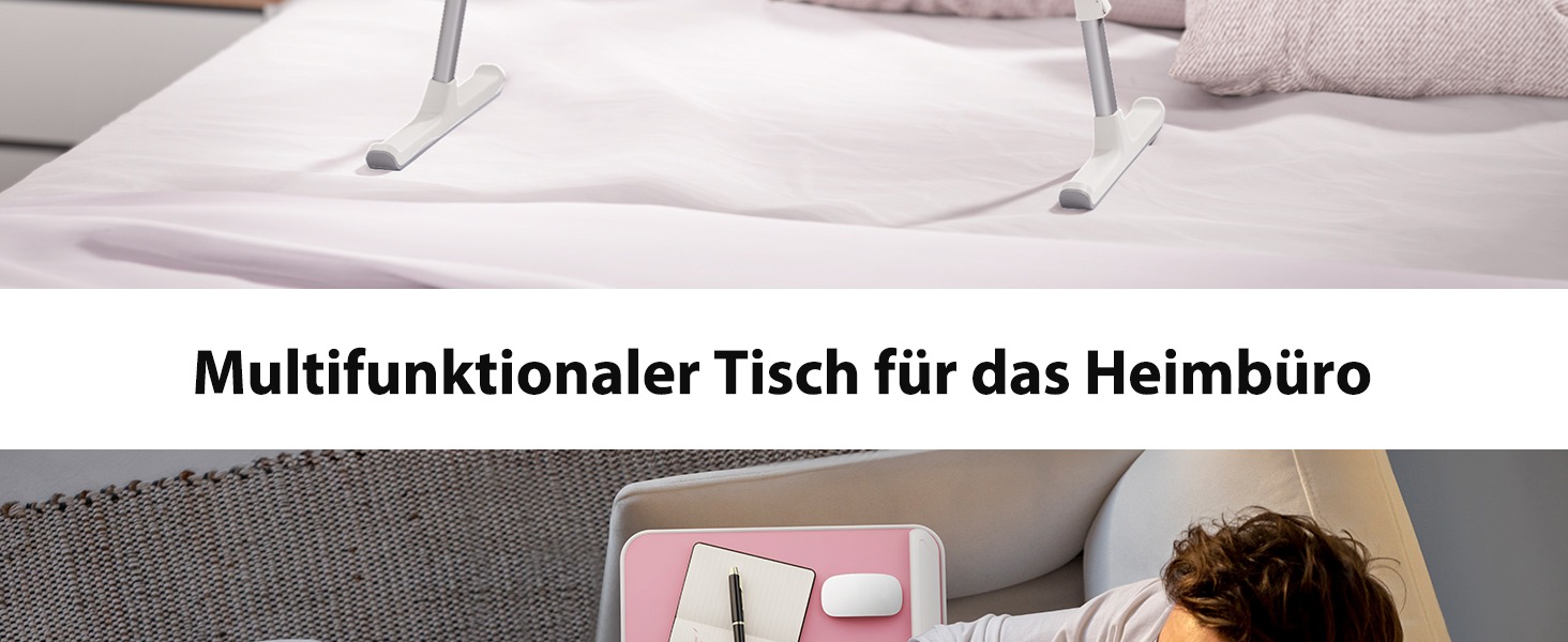 SAIJI Підставка для ноутбука на ліжко - регульована висота, складний столик для дивану/підлоги, для роботи/навчання/читання/їжі, підходить для ноутбуків до 17 дюймів (52*30 см), Рожевий