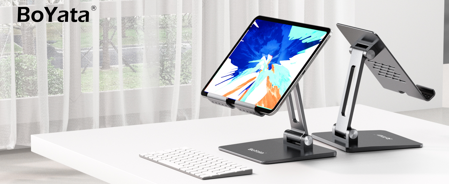 Adjustable Aluminum Laptop Stand - Ventilated Laptop Holder for 10-17 Inch Laptops, MacBooks, Dell, HP, Samsung, Acer - Silver