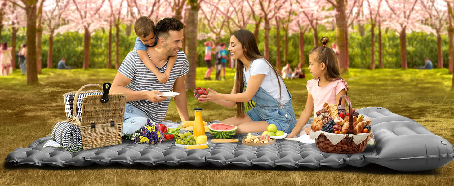 Каремат для кемпінгу Isomatte 9 см, 200x68 см - надувний матрац з подушкою, водонепроникний, для туризму, пляжу, намету (сірий)