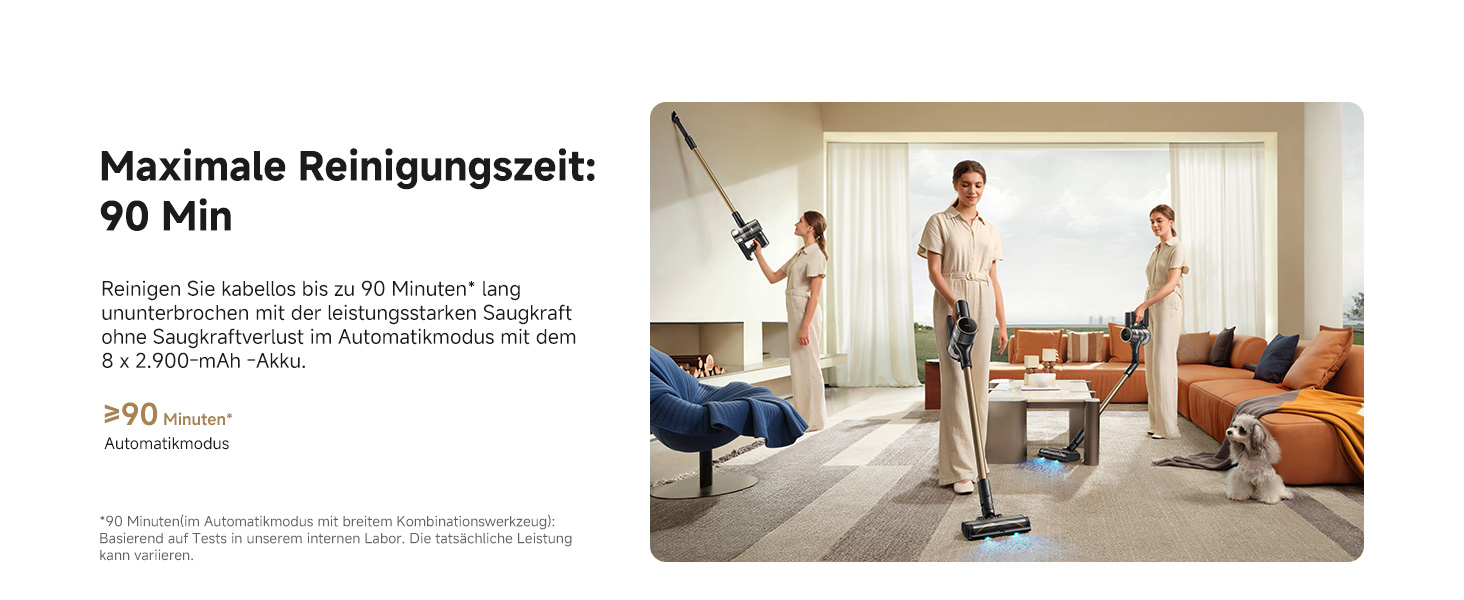 Mova S5 Sense: Бездротовий акумуляторний пилосос з тривалою роботою до 97 хвилин, для килимів, твердих підлог та шерсті тварин. Тиха, самостійна, з антизаплутуванням.