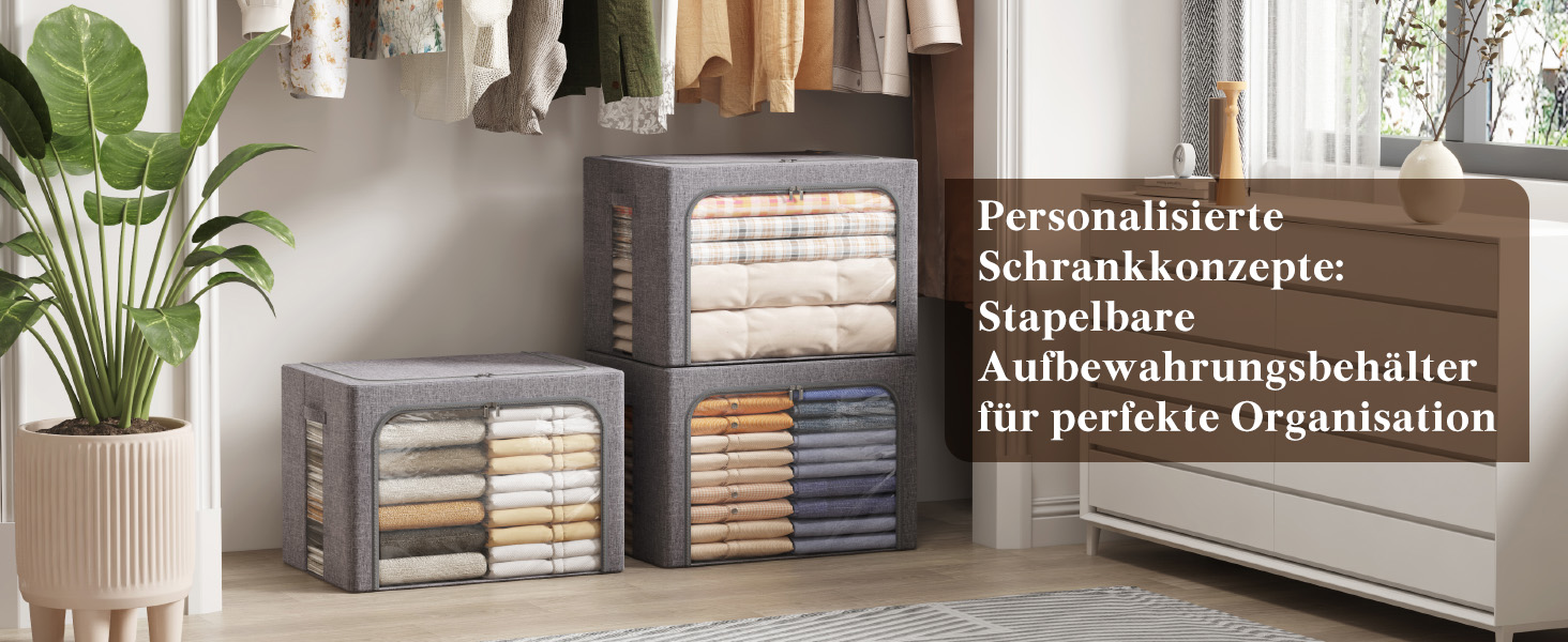 Коробка для зберігання одягу з кришкою від Lifewit, 100л, сіра (3 шт.)