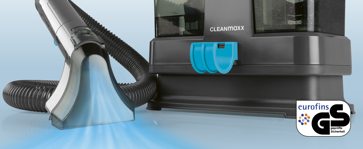 CLEANmaxx Професійний пароочисник для меблів та килимів Pro Steam | 3в1: для меблів, локальних забруднень, миття | Видаляє плями з килимів, авто, диванів тощо (Чорний, компактний 330W)