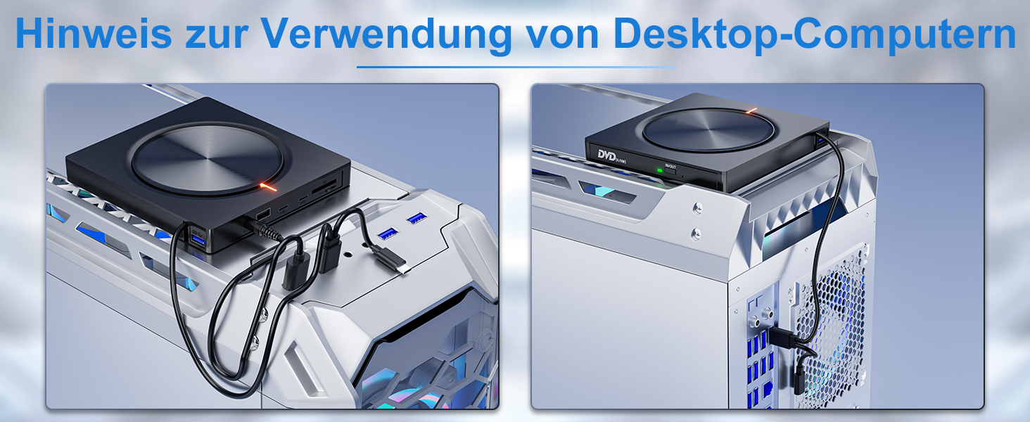 Зовнішній CD/DVD привід USB 3.0 та USB-C, оптичний накопичувач CD/DVD +/-RW ROM для ноутбука, ПК, MacBook, iMac (Windows, MacOS, Linux)