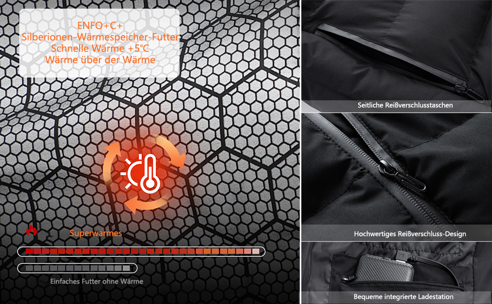 Обогревна жилетка для чоловіків та жінок з Powerbank, 9 зон нагріву, 3 режими температури, 20000mAh, для активного відпочинку, походів та катання на лижах