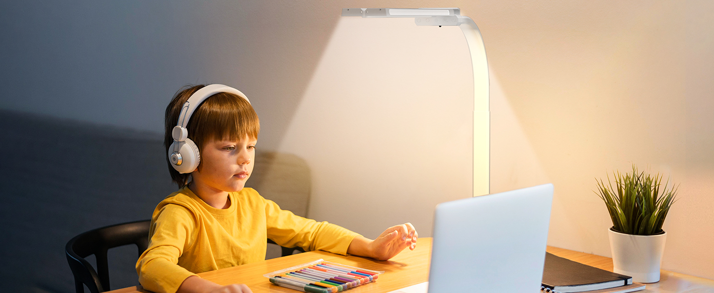 SIBRILLE Dual-Head LED Desk Lamp - Adjustable, Dimmable, Eye Protection, RGB - for Office, Home, and PC Use