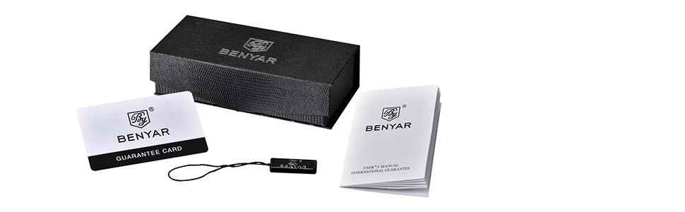 Чоловічий годинник BENYAR: Хронограф, кварцовий механізм, водонепроникний, з нержавіючої сталі, білий та чорний колір