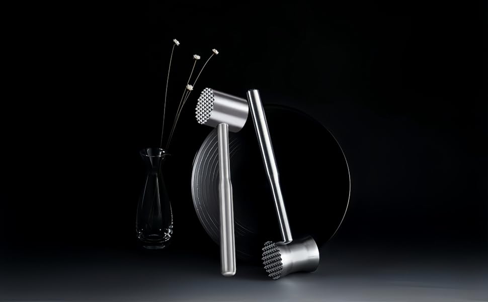 Ніж для відбивання м'яса Fleischklopfer з нержавіючої сталі, подвійний, для стейків, курки, свинини та яловичини, кухонний інструмент з 5-річною гарантією