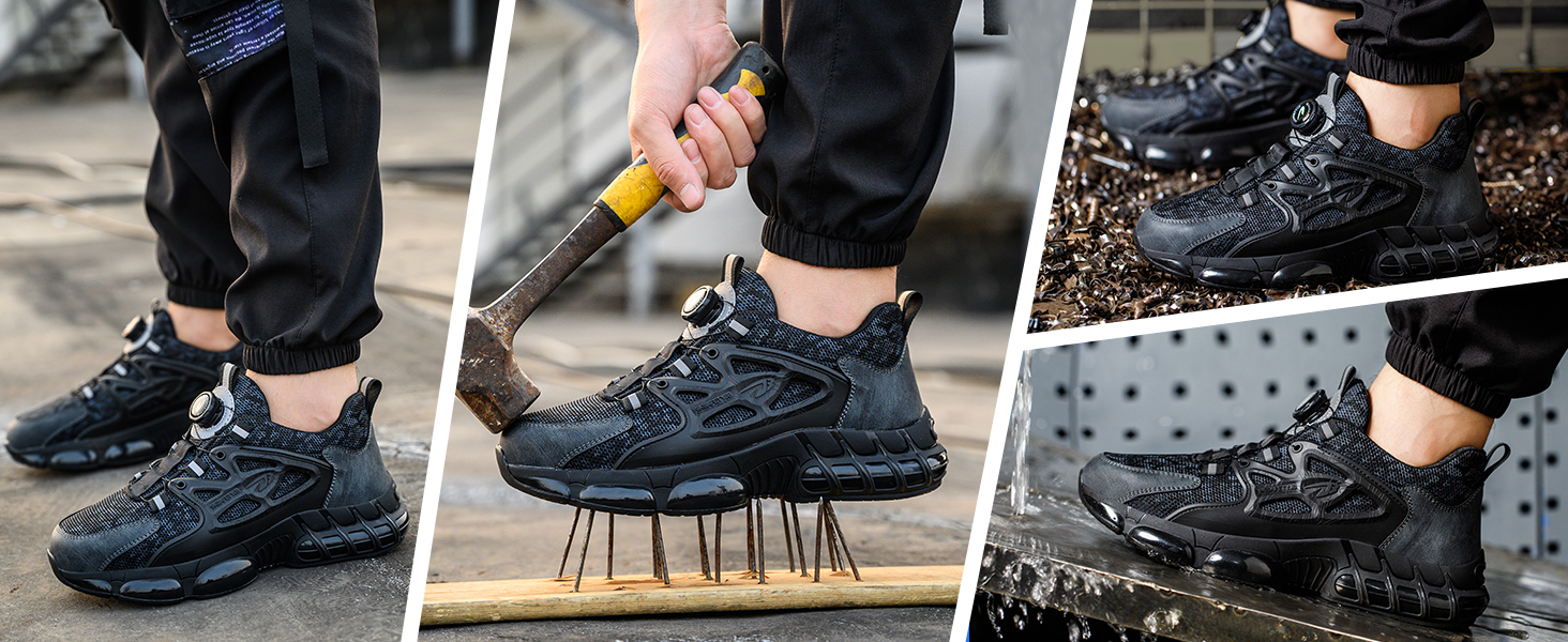 Робочі черевики безпеки для чоловіків та жінок. Спортивні, легкі, антипрокольні, антиударні. Розміри 38-41 EU, колір чорний