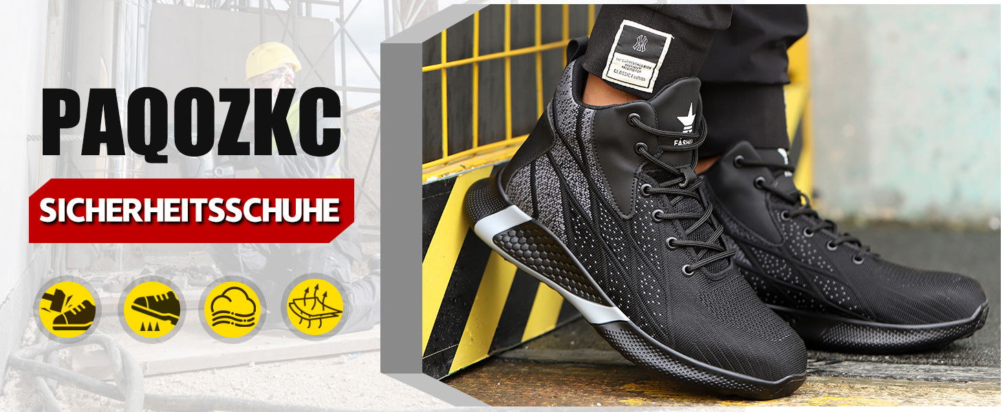 Легкі захисні черевики для чоловіків та жінок. Робочі черевики з металевим носком. Дихаючі, неслизькі, чорні. Розміри 35-48 EU.