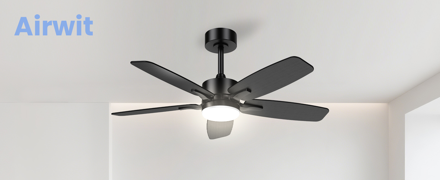 Стелянка вентилятор 106 см з підсвіткою та двосторонніми лопатями, тихий вентилятор з LED-лампою та пультом керування, для спальні та вітальні, DC мотор, штанга темне дерево