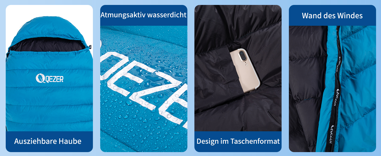 Спальний мішок для дорослих та дітей, зимовий, легкий, для кемпінгу та альпінізму, 650 FP гусячий пух, 500г, чорний, робоча температура -30°C ~ +8°C