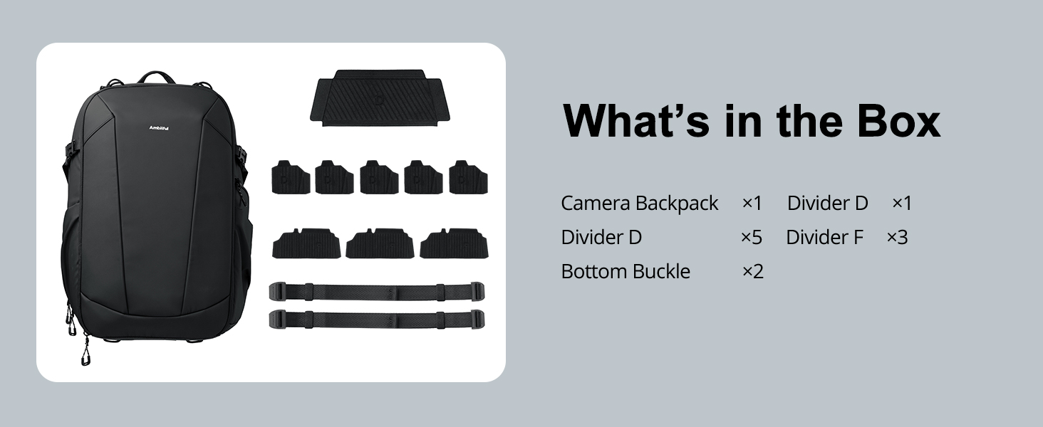 Чорний фоторюкзак AMBITFUL 25L+3L для DSLR/SLR/Mirrorless камер з відділенням для ноутбука та трипода (водонепроникний, ергономічний)