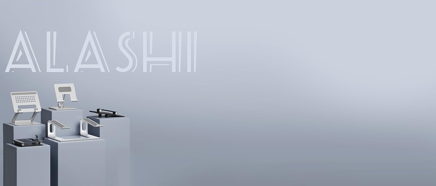 Підставка для ноутбука ALASHI, регульована висота, ергономічна, металева, чорна (10-15.6 дюймів)