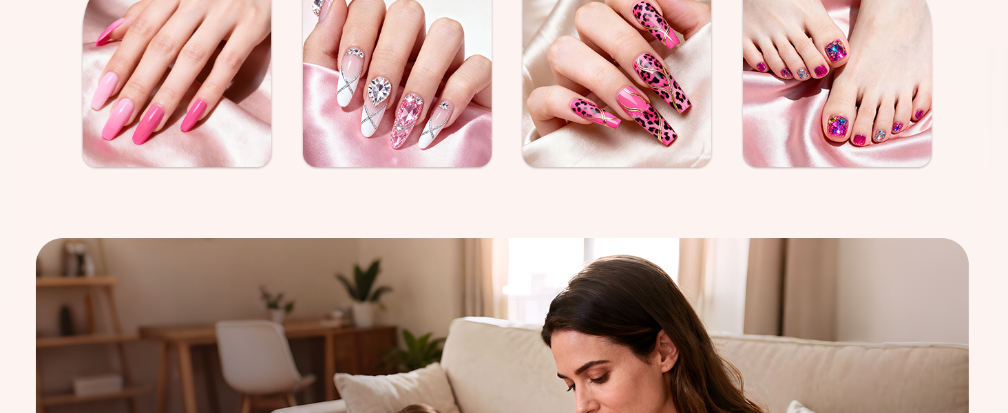 Електрична фрезерна машинка JOREST 13-в-1 бездротова, 35 000 об/хв, 6 режимів - набір для манікюру для гелевих та акрилових нігтів, догляд за нігтями для початківців, рожевий колір