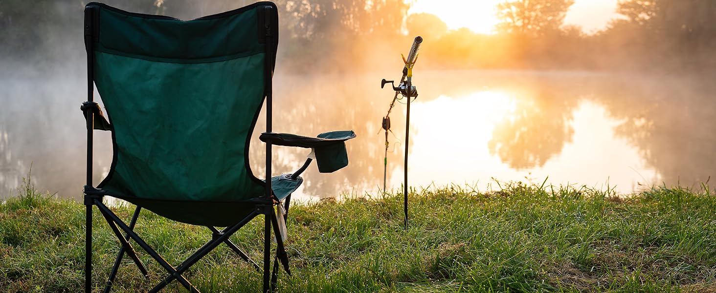 Складний стілець 24MOVE® блакитний для кемпінгу, риболовлі з підсклянником - садовий, розкладний стілець для відпочинку, поліестер, для вулиці та дому