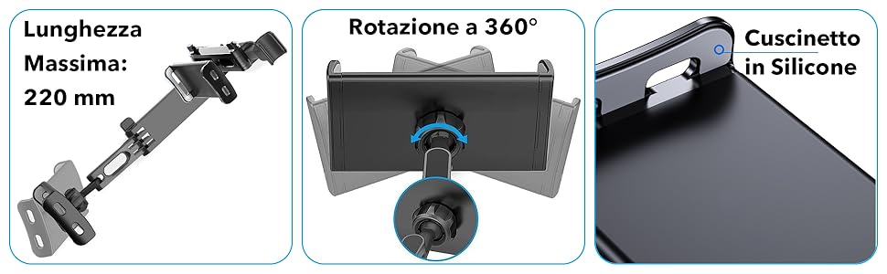 Тримач для планшета в авто, регульований, для iPad/iPhone/Samsung Galaxy/Kindle Fire/Nintendo Switch, 4.4-11 дюймів, Чорний/Червоний