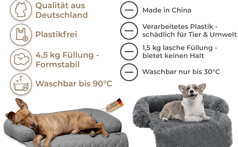 Захист для дивану від собак - ковдра для собак, ліжко для собак, захист дивану - ручна виготовлена підстилка для собак з бортиком - прання до 90 градусів та особливо м'яка - розмір: приблизно 90x90x13 см (плюшевий бежевий, L)