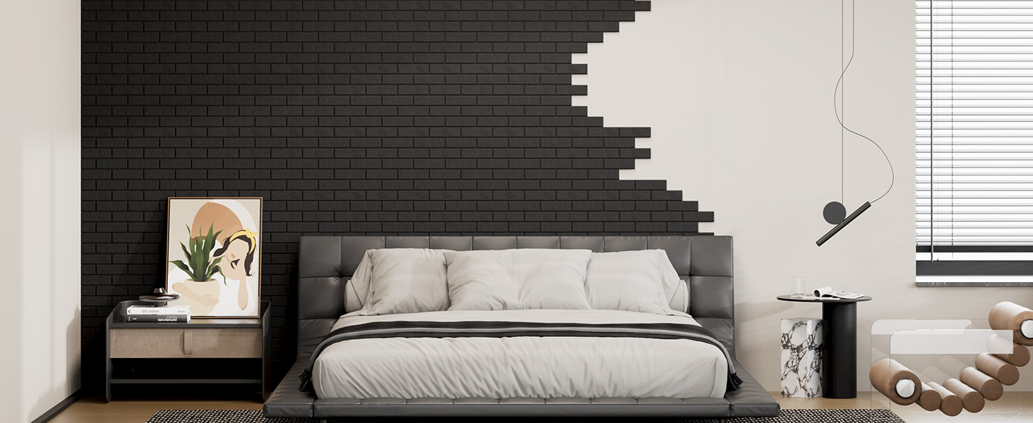 Акустичні панелі TONOR у вигляді цегли, самоклеючі шумопоглинаючі плити для стін (18 шт, 30x30x0,9 см), чорні — для звукоізоляції та декору кімнати