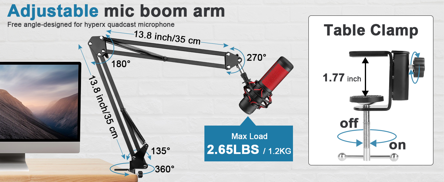 Підставка для мікрофона ChromLives Boom Arm - сумісна з HyperX QuadCast, Rode, Fifine, Blue Yeti, Razer Seiren V3 Mini - для геймінгу, стрімінгу та запису