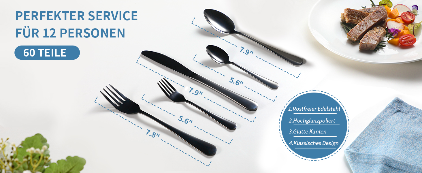 Набір столових приборів Velaze 24 шт. з нержавіючої сталі 18/10, набір столових приборів на 6 осіб (ложки, виделки, ножі, чайні ложки), полірований, з подарунковою коробкою, придатний для миття в посудомийній машині