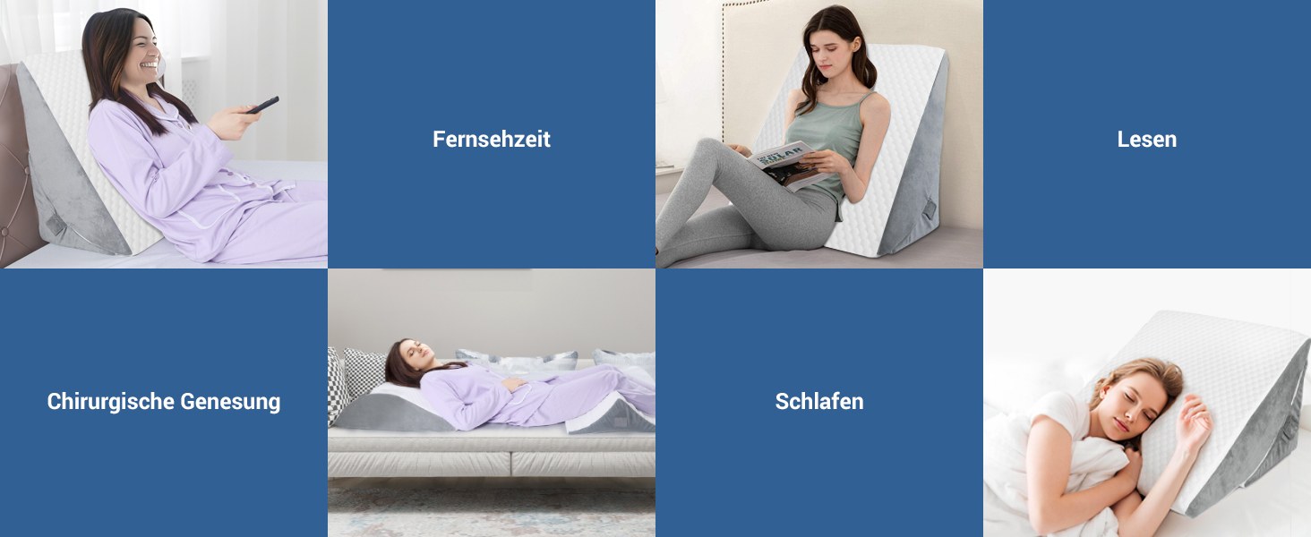 Регульоване клиновий подушник, ергономічний подушник з валиком для шиї з високощільним пінополіуретаном для ліжка та дивана. Підходить для лікування рефлюксу, апное уві сні, для читання, ігор та перегляду телевізора