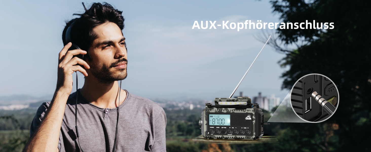 Радіо Roxicosly з ручним приводом, аварійне радіо з Power Bank, AM/FM/SW радіо, радіо з ручним приводом та 5 функціями, світовий приймач, ліхтарик та зарядний пристрій, для відпочинку на природі, кемпінгу та походів (Сірий камуфляж, 12000mAh)